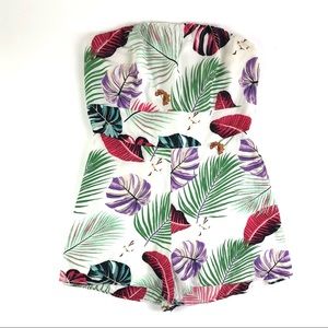 MOD Boutique Strapless Tropical Print Romper